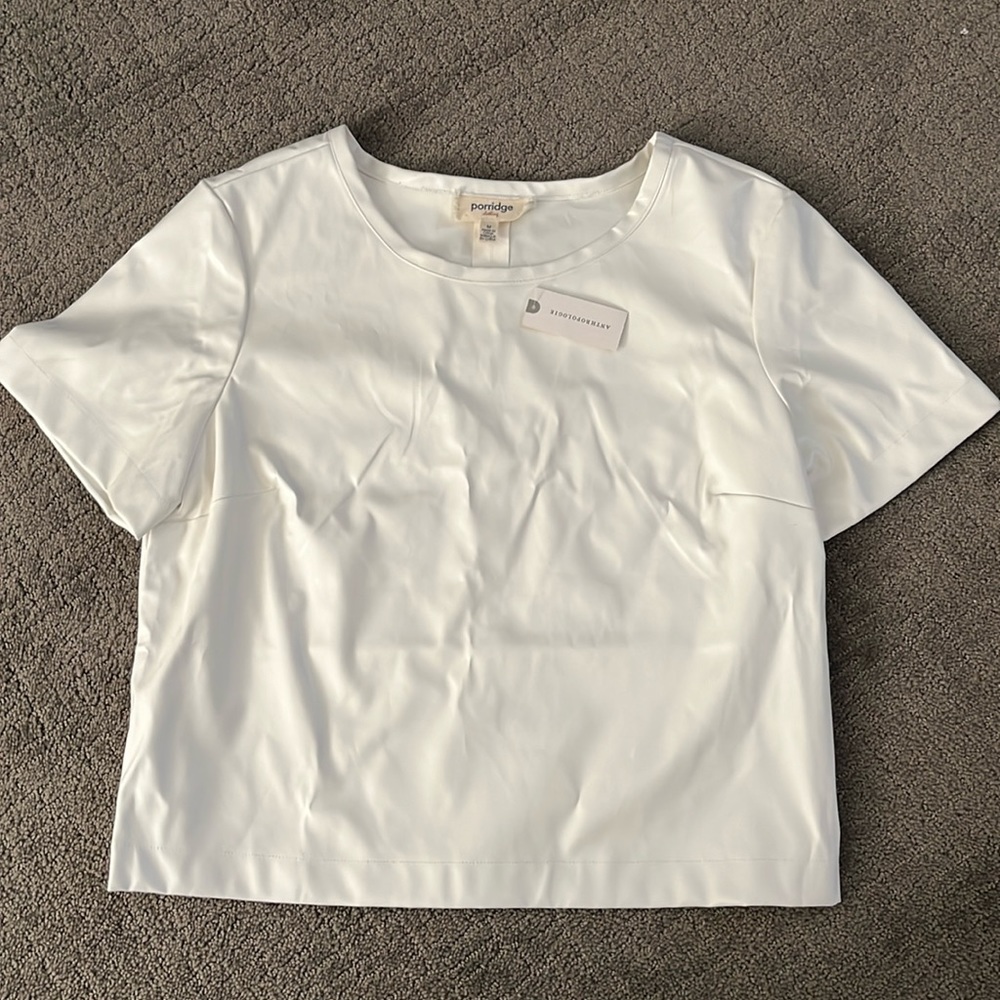 NWT Anthro/Porridge faux leather top